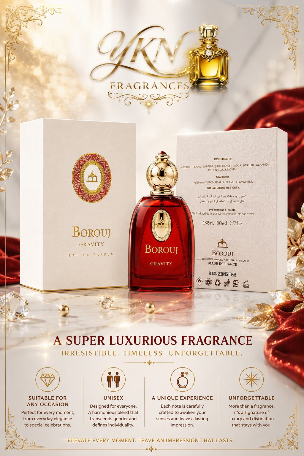 Borouj Gravity Unisex Eau de Parfum - 85ml